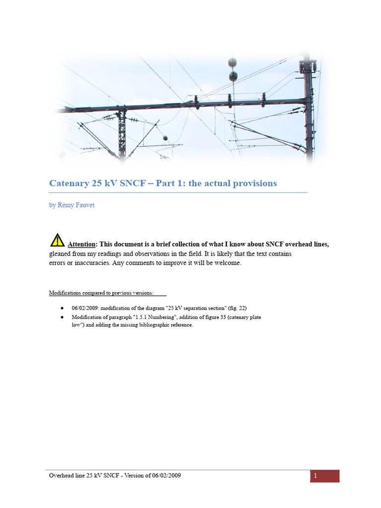 SNCF 25 kV Catenary Overview | PDF | Rail Transport | Electrical ...