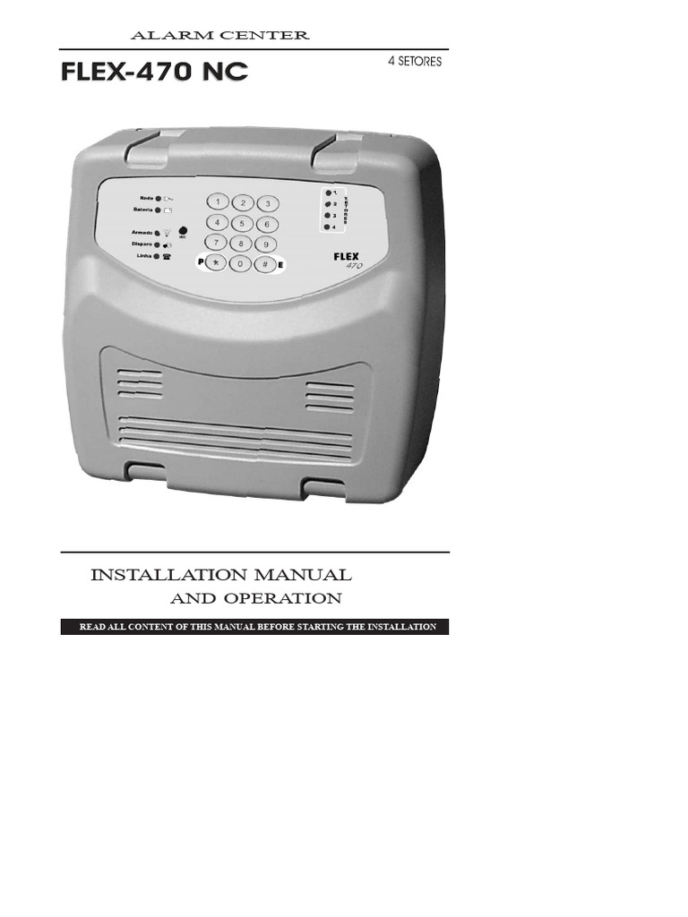 Flex 470 Alarm Central Manual | PDF | Remote Control | Telephone