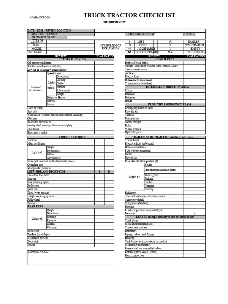 Checklist Truck | PDF | Semi Trailer Truck | Trailer (Vehicle)