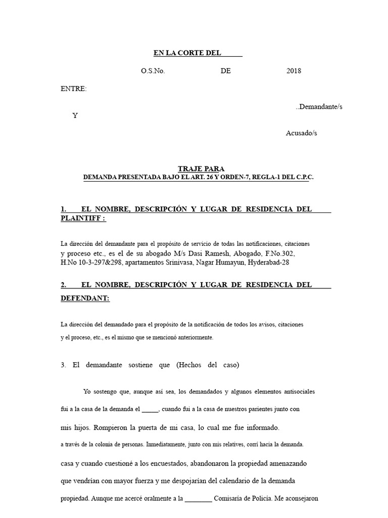 formato de demanda de injunction | PDF | Demanda judicial ...
