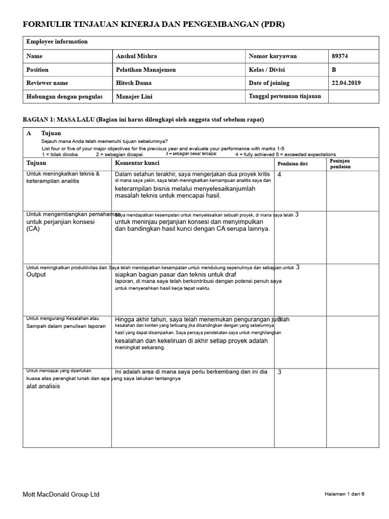 Formulir PDR 2009rv | PDF