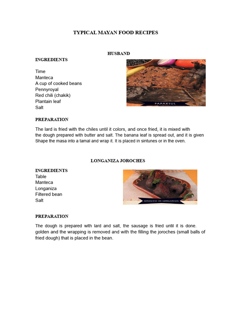 Authentic Mayan Food Recipes Guide | PDF | Sauce | Food Ingredients