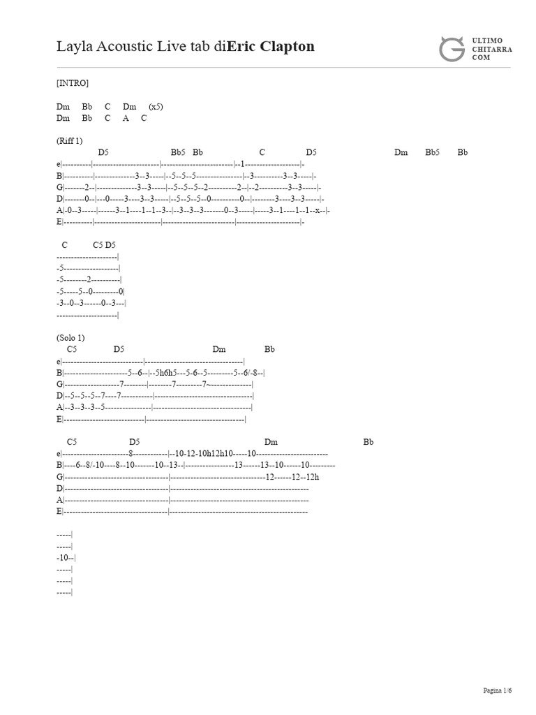 Layla Tab (Ver 4) Di Eric Clapton at Ultimate Guitar Archive | PDF