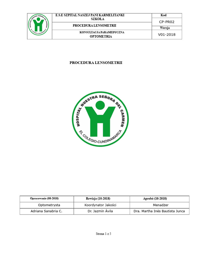 CP-PR02 Procedura Lensometria | PDF