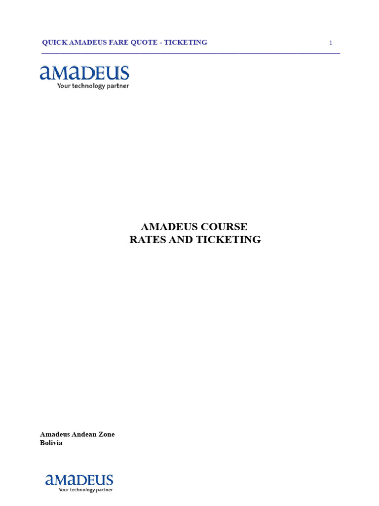 Amadeus Fare Quote Ticketing Guide | PDF | Exchange Rate | Fare