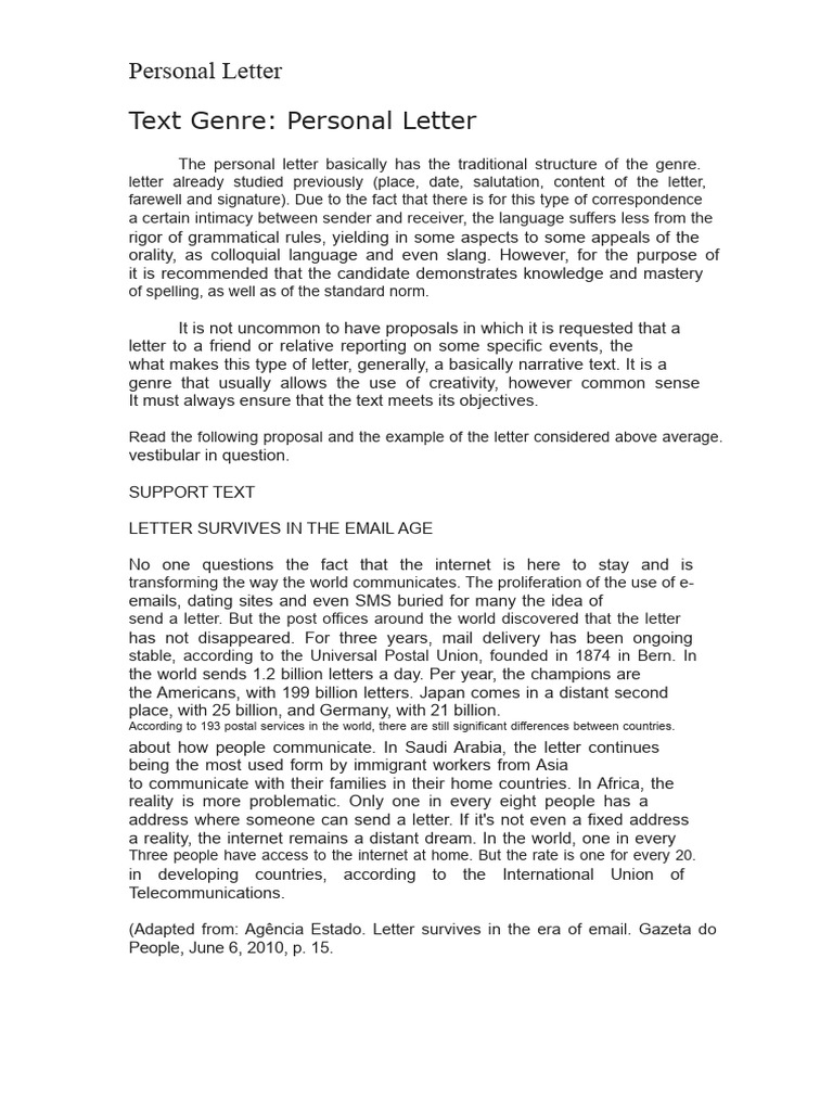 Writing a Personal Letter Guide | PDF | Genre | Internet