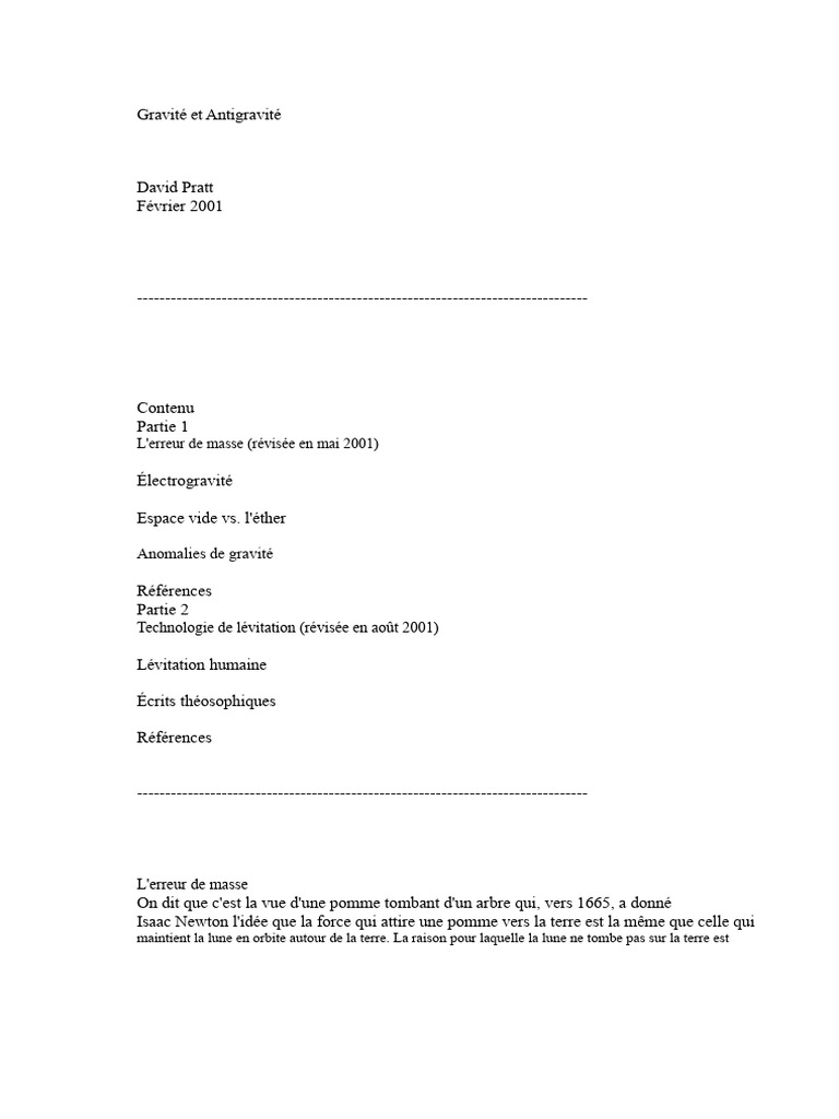 Gravité Et Antigravité (R) | PDF | Gravité | Masse