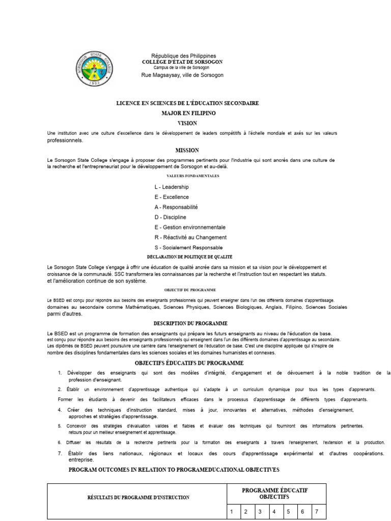 Licence en Sciences de l'Éducation aux Philippines | PDF | Science ...