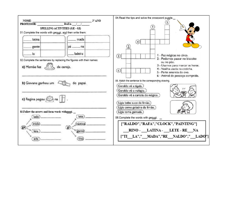 Spelling Activities (Ge - Gi) 2 | PDF