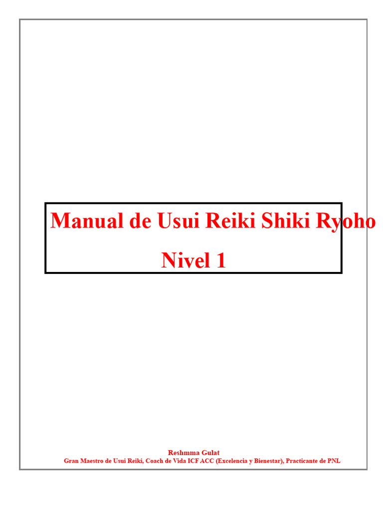 Usui Reiki Ryoho Nivel 1: Guía Completa | PDF | Reiki | Amor