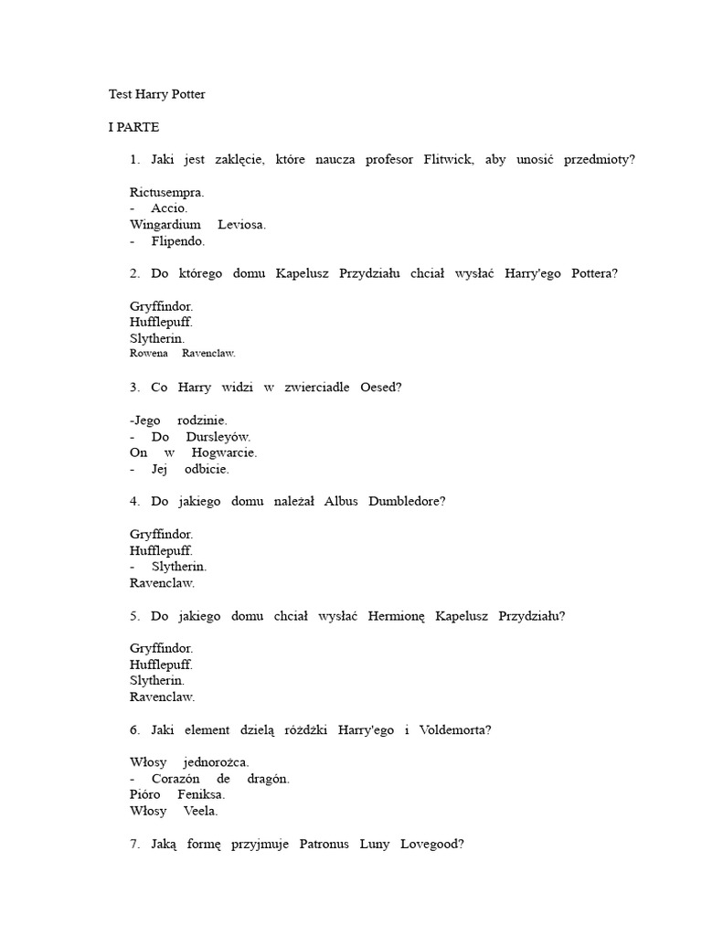 Test Harry Potter | PDF