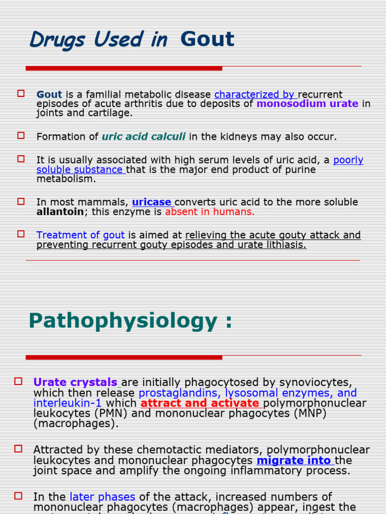 Gout Treatment: Drugs and Mechanisms | PDF | Gout | Drugs