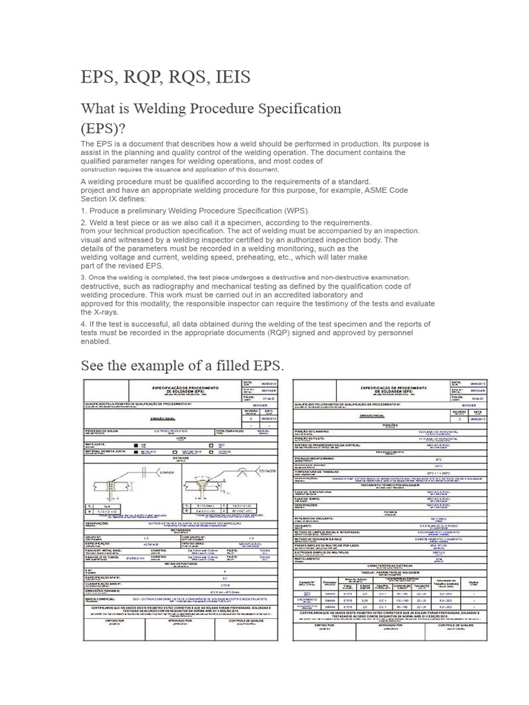 EPS, RQP, RQS, IEIS | PDF | Welding | Construction