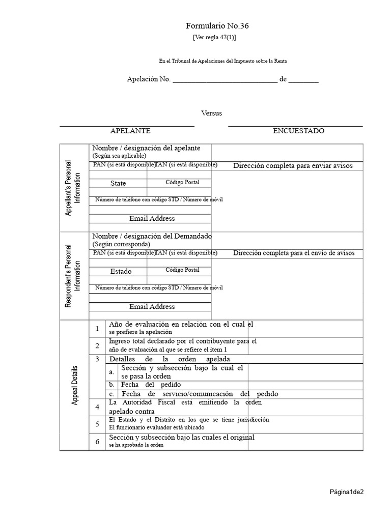 Formulario 36 Revisado | PDF