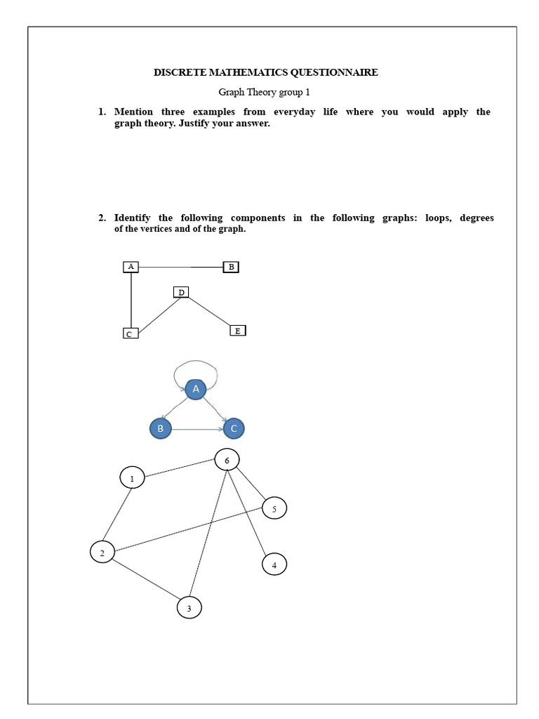 Discrete Mathematics Questionnaire | PDF | Vertex (Graph Theory ...