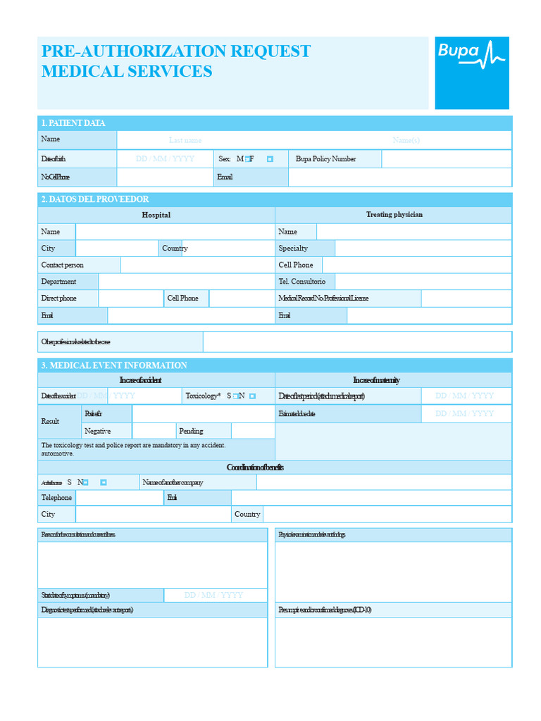 Request for Pre-Authorization of Medical Services 2017 | PDF | Patient ...