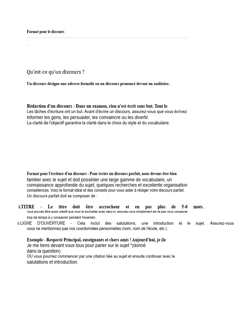 Guide pour rédiger un discours efficace | PDF | Hygiène | Environnement ...