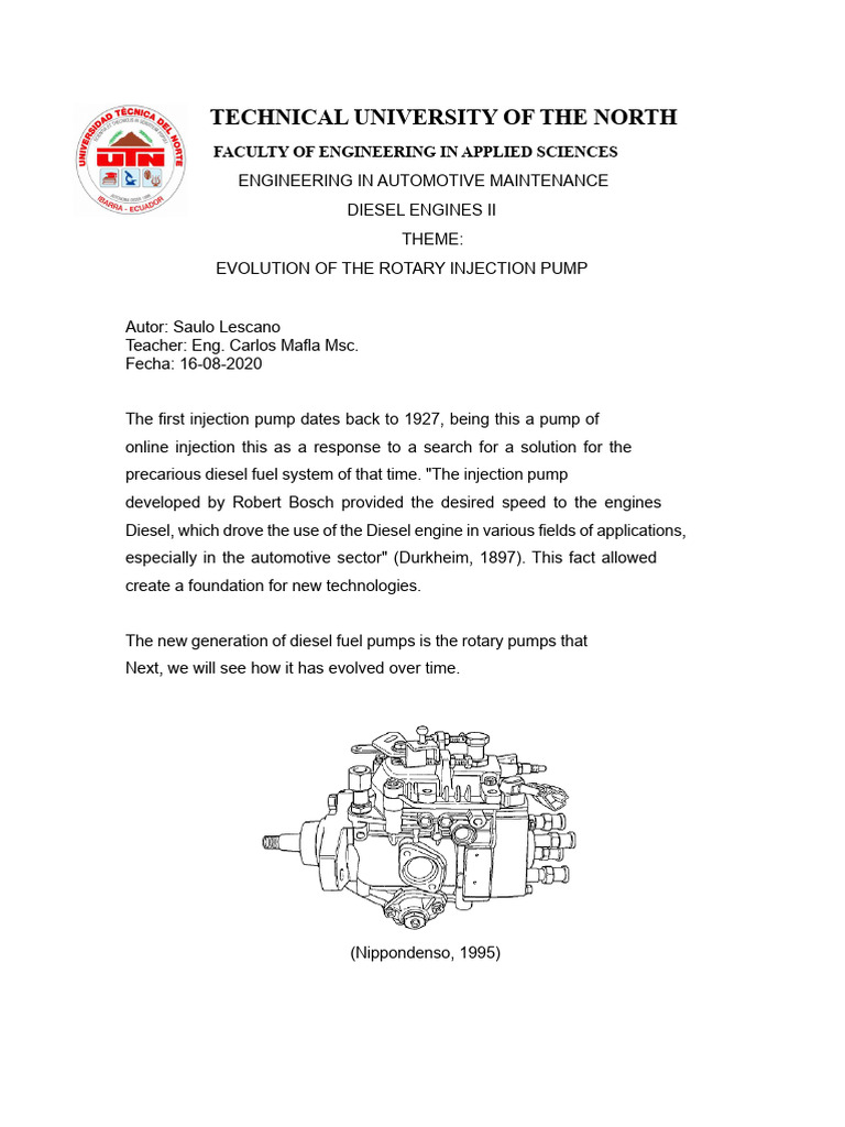 Evolution of Rotary Injection Pumps | PDF | Fuel Injection | Diesel Engine