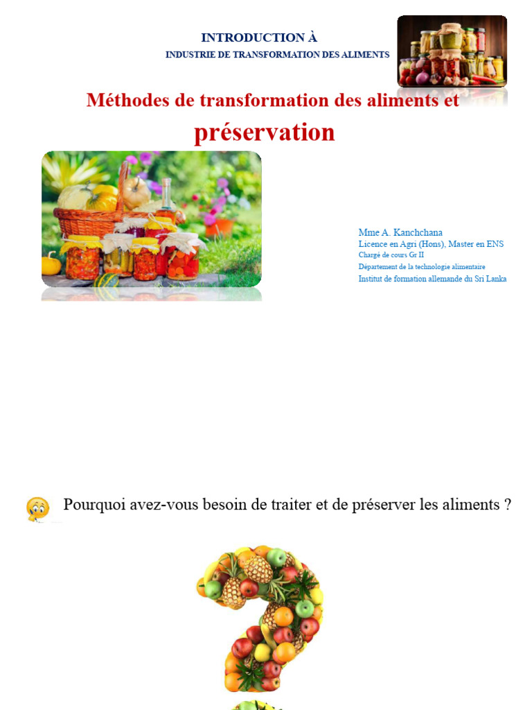 Méthodes de conservation des aliments | PDF | Nourritures ...