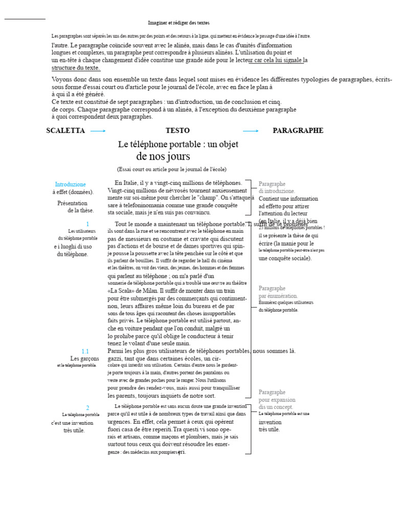 Rédaction de textes : structure et paragraphes | PDF