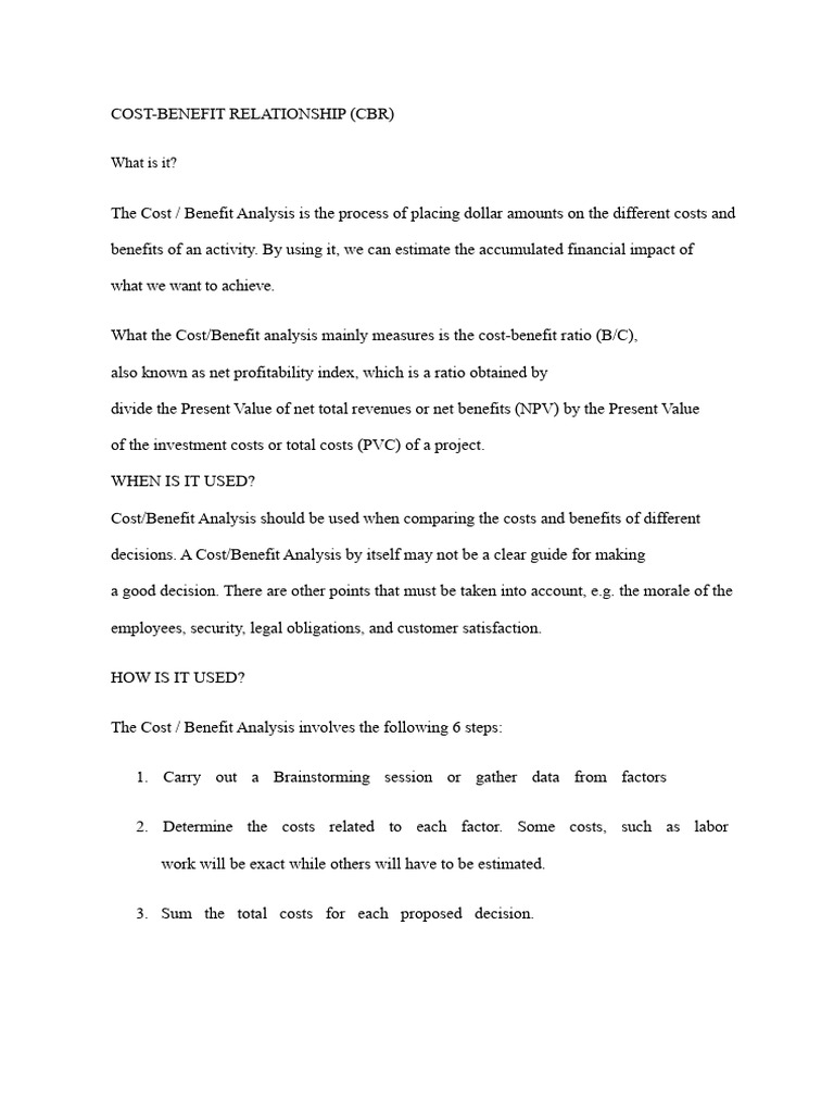 Cost-Benefit Analysis Explained | PDF | Cost–Benefit Analysis | Net ...