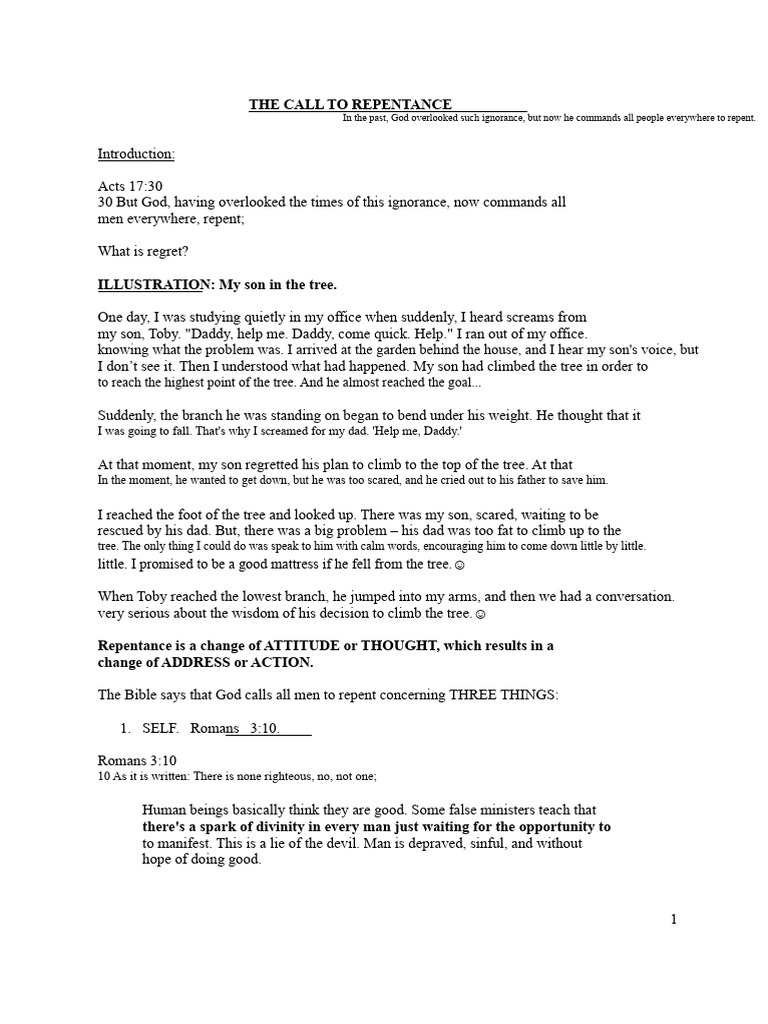 Call to Repentance Explained | PDF | Grace In Christianity | Religious ...