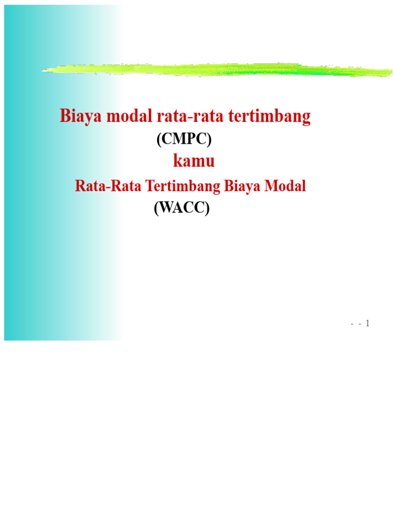 Memahami Biaya Modal Rata-Rata Tertimbang | PDF