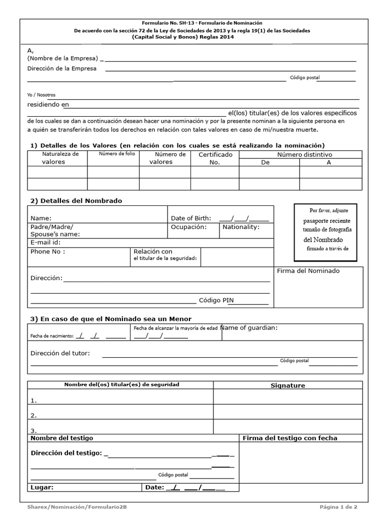 Formulario-No.-SH-13-Ficha de Nominación PDF | PDF