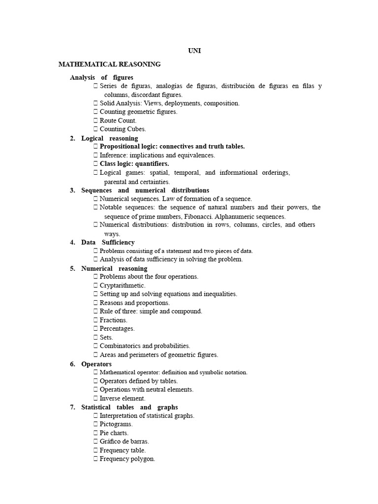 Mathematical Reasoning Syllabus Overview | PDF | Mathematics | Logic
