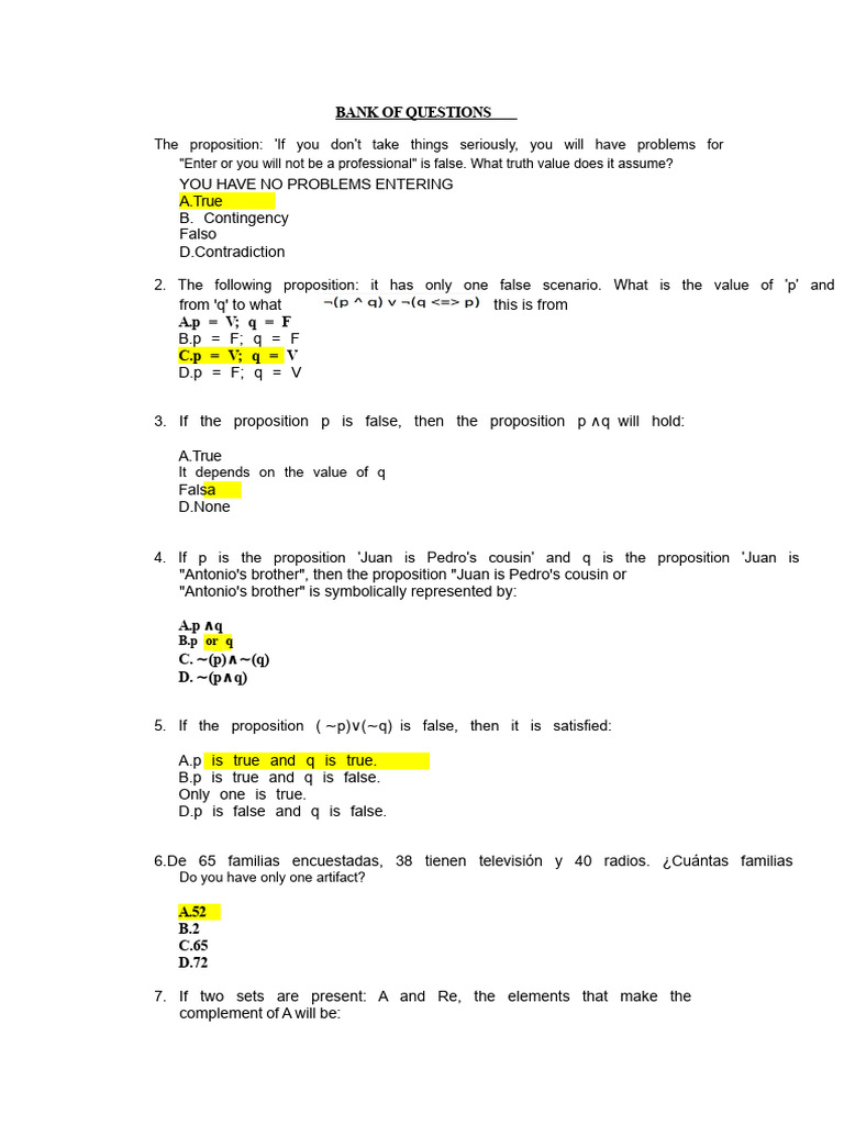 Logic and Statistics Question Bank | PDF | Contradiction | Mathematical ...