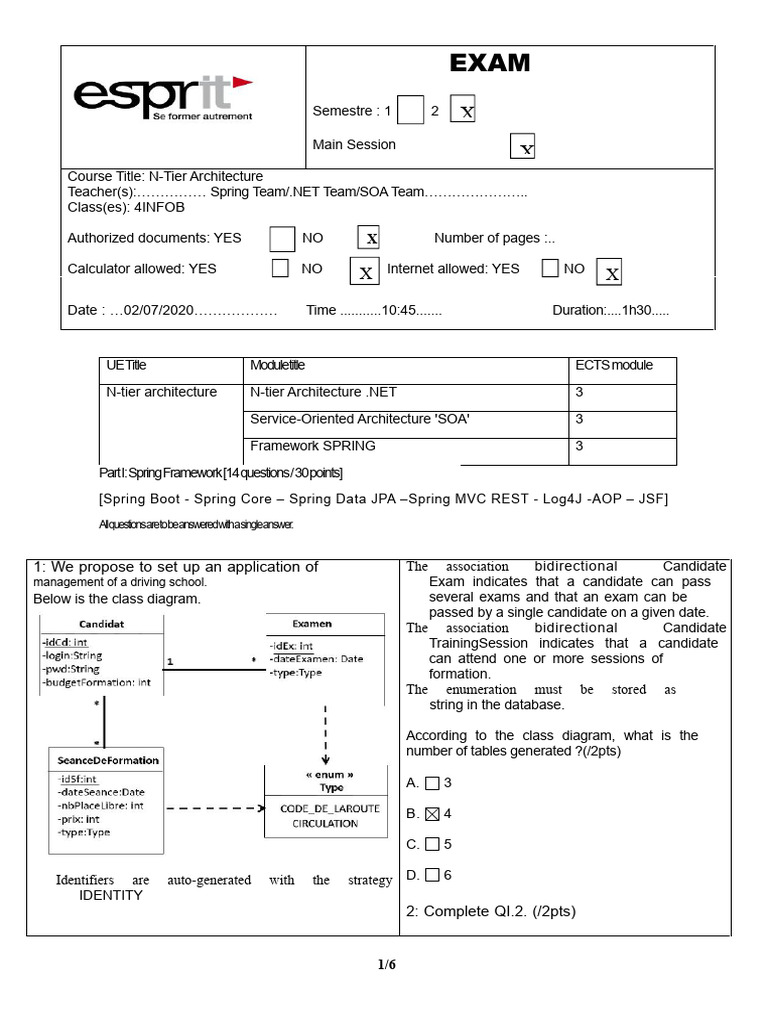 Exam Spring 4INFOB July2020 | PDF | Spring Framework | Information ...