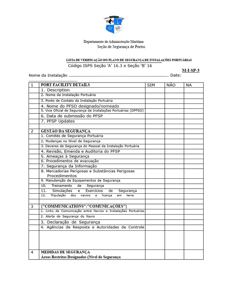 Checklist de Segurança Portuária ISPS | PDF