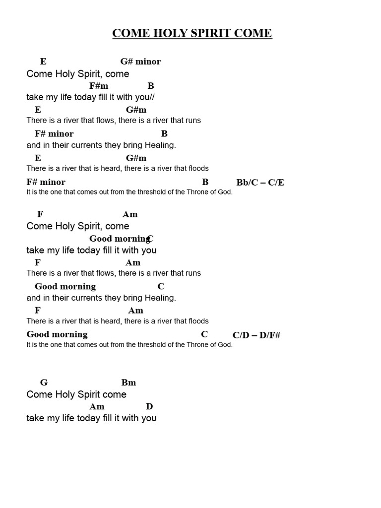 Come Holy Spirit Song Lyrics | PDF