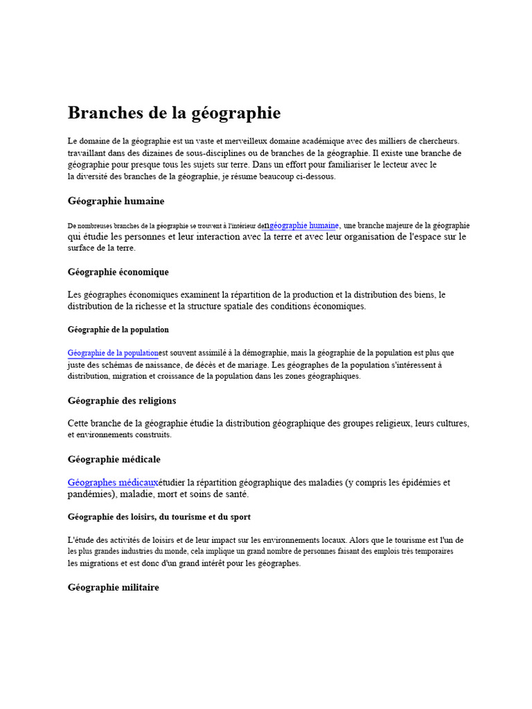Branches de la géographie expliquées | PDF | Géographie | Terre
