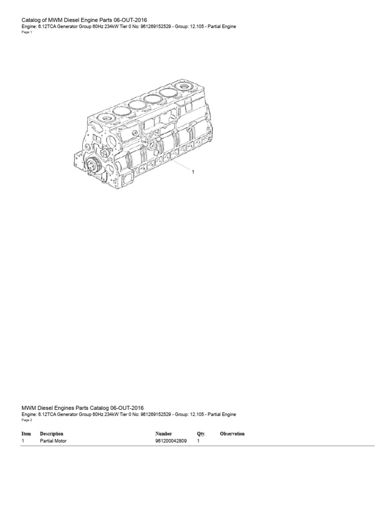 MWM Diesel Engine Parts Catalog 2016 | PDF | Engines | Piston
