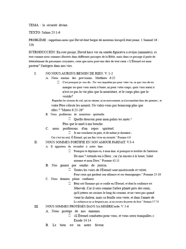 La sécurité divine selon le Psaume 23 | PDF | Berger | Dieu