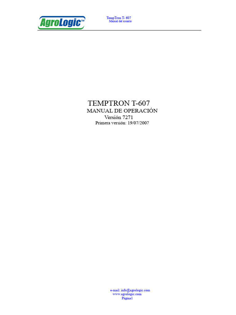 Manual de Usuario TempTron T-607 | PDF | Sensor | Relé