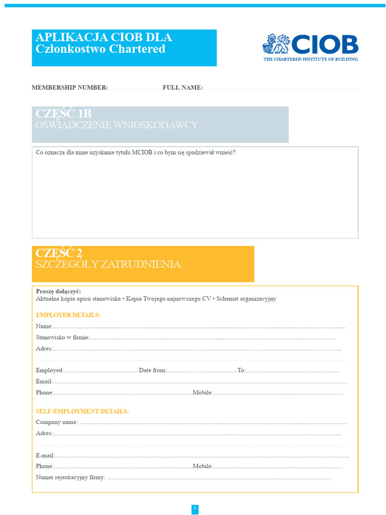 18460-Ciob-Wniosek o Członkostwo W Chartered Część 2-v09-rl | PDF