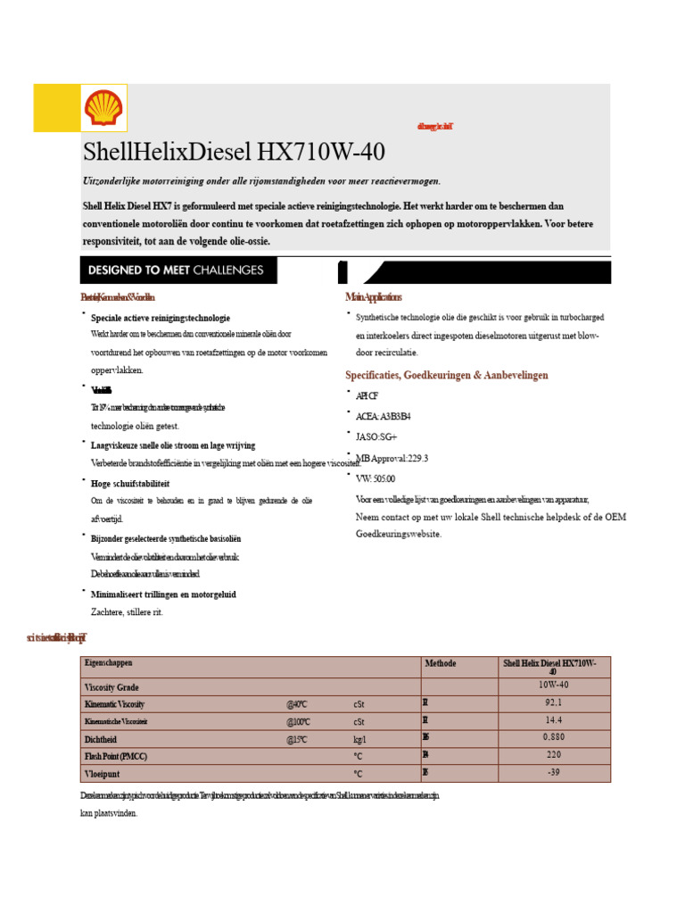 Shell Helix HX7 Diesel 10w 40 TDS PDF | PDF