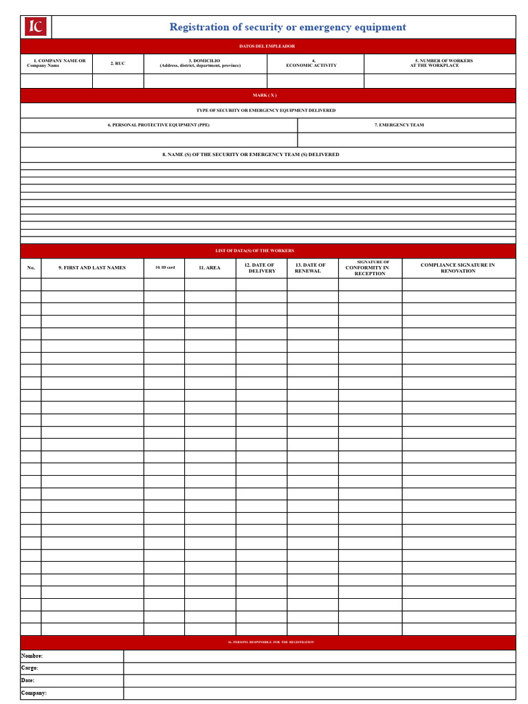 Security Equipment Registration Form | PDF