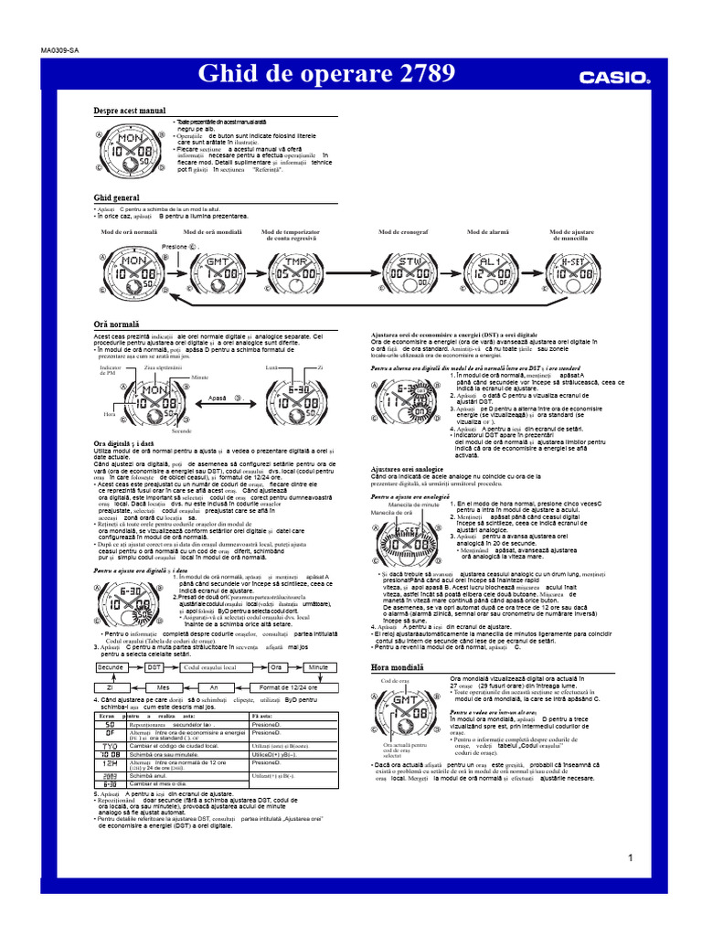Manual Ceas Casio | PDF