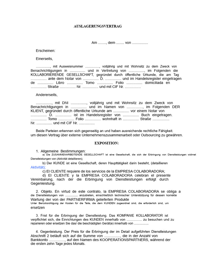 Microsoft Word - Outsourcing-Vertrag | PDF