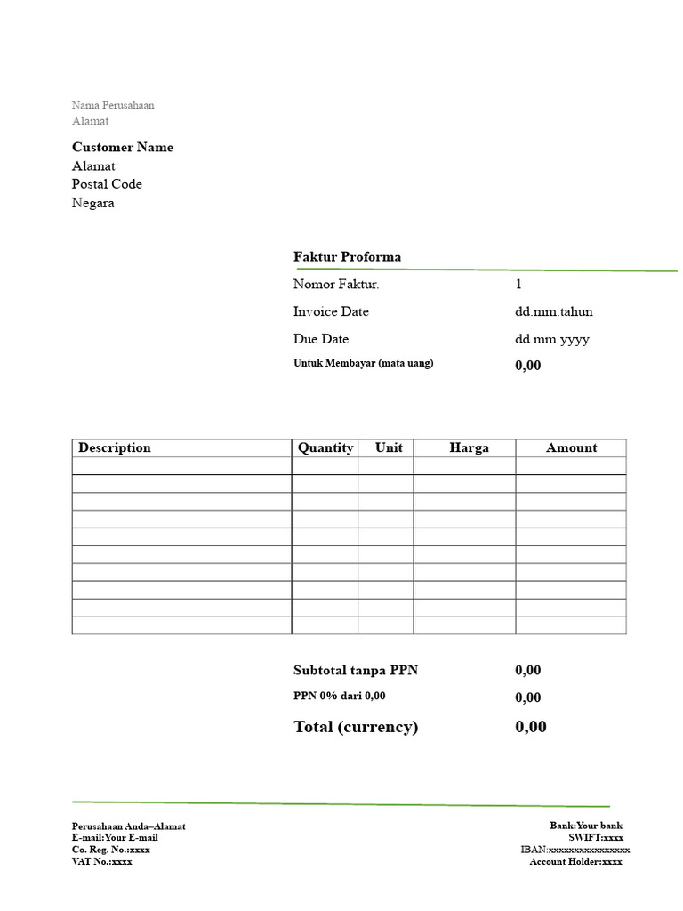 Faktur Proforma untuk Pembayaran | PDF