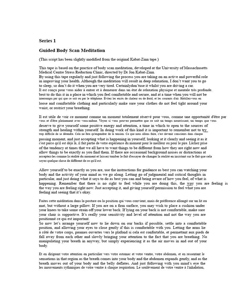 Guided Body Scan Meditation Script | PDF | Meditation | Thorax