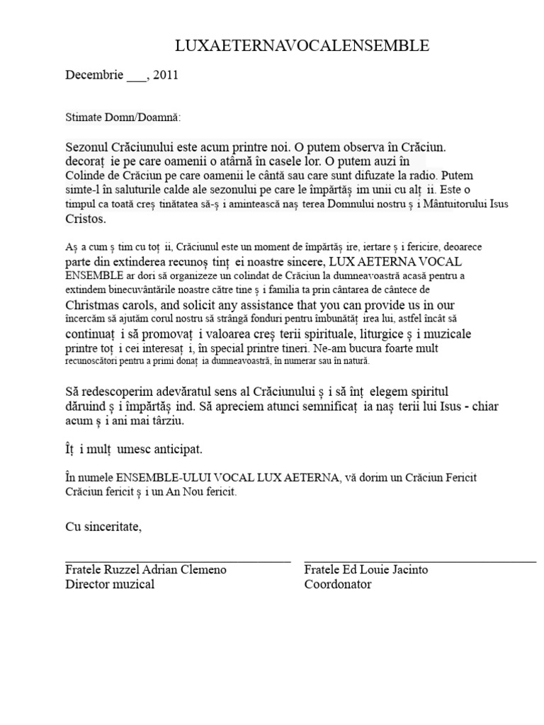 Scrisoare de Colindat | PDF