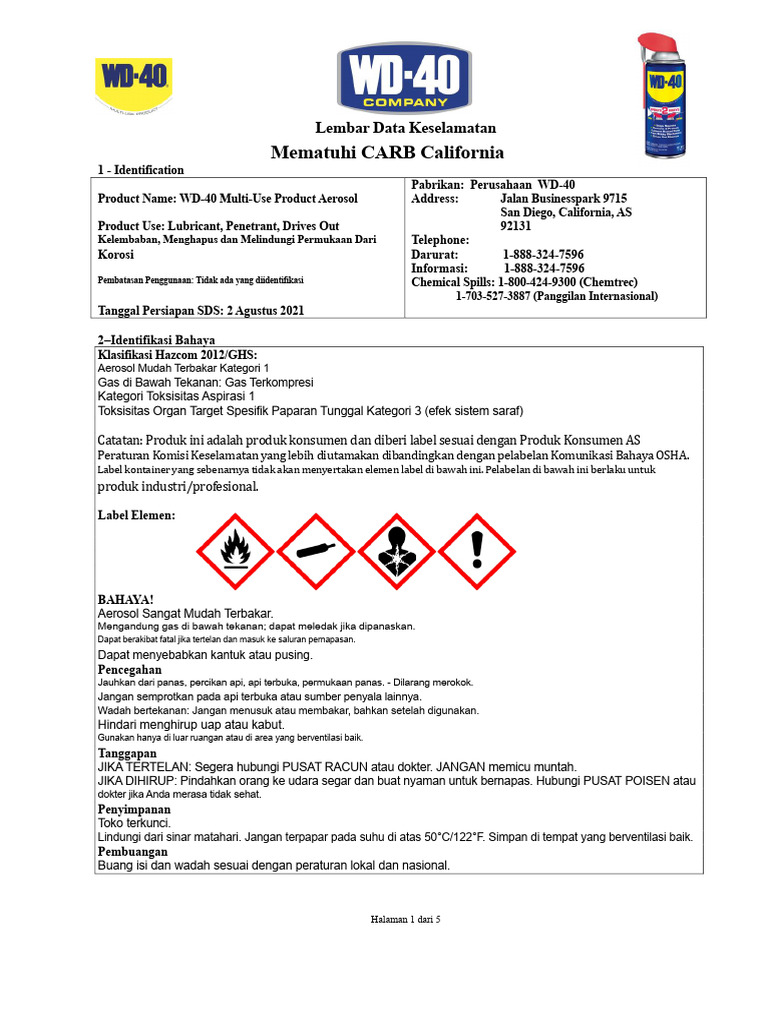 MSDS WD 40 | PDF