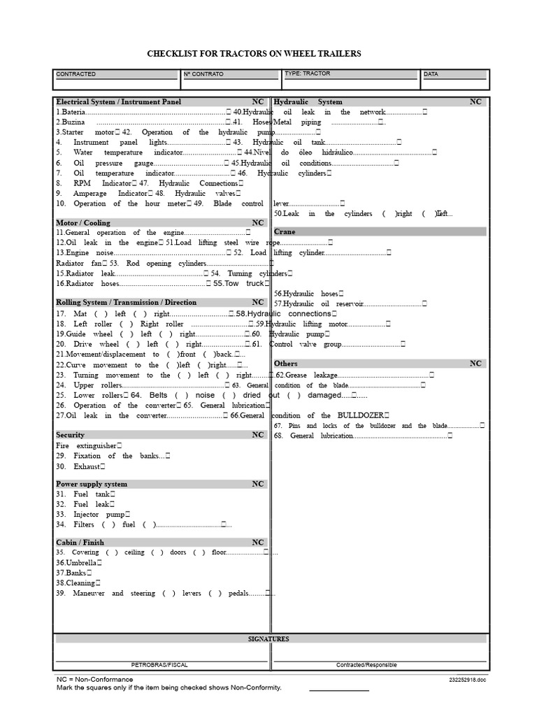 Tractor Trailer Inspection Checklist | PDF | Mechanical Engineering ...