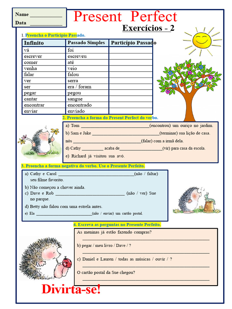 Exercícios de Present Perfect em Inglês | PDF