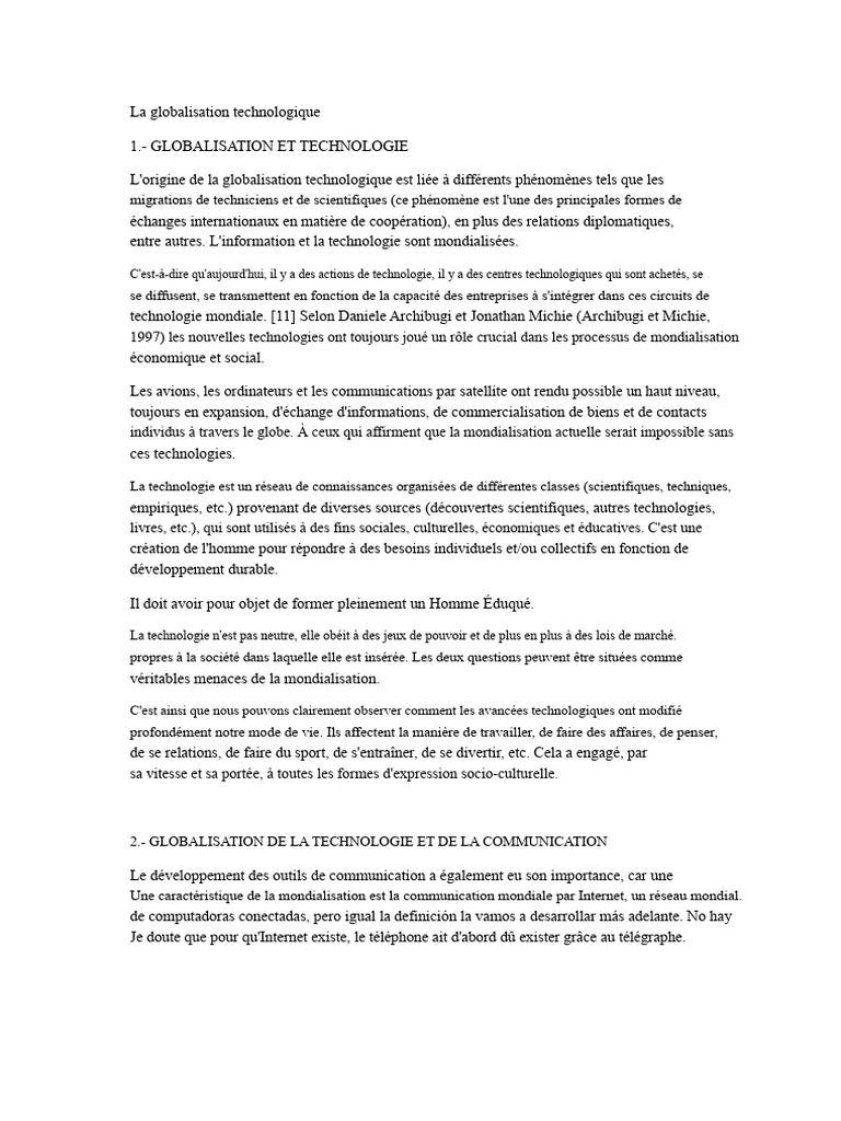 Impact de la technologie sur la mondialisation | PDF | Globalisation ...