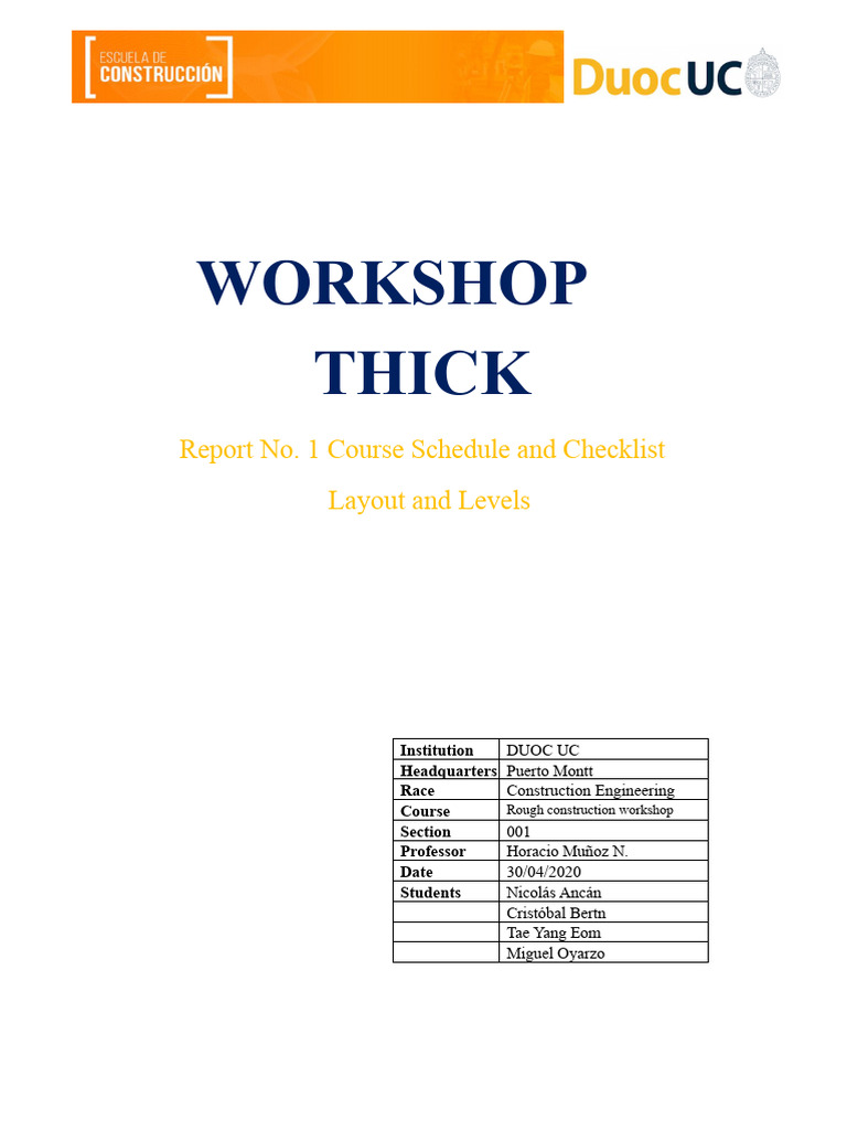 Construction Workshop Course Checklist | PDF | Personal Protective ...